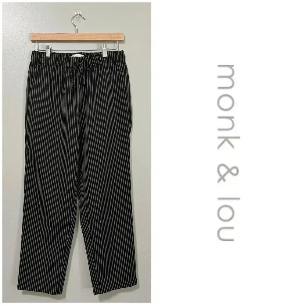 Monk & Lou Relaxed Fit High  Rise Cropped Dress Pants